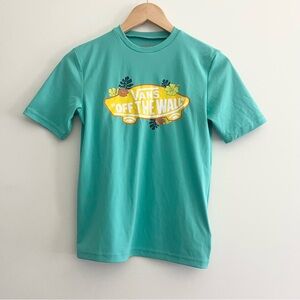 Vans Boy’s Rash Guard Teal Blue Green Sz S 8-10 Yrs Off the Wall Skateboarder
